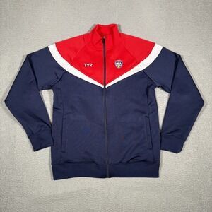 TYR Jacket Mens Large USA Water Polo Full Zip Pocket Warm Up Preppy Sports Logo
